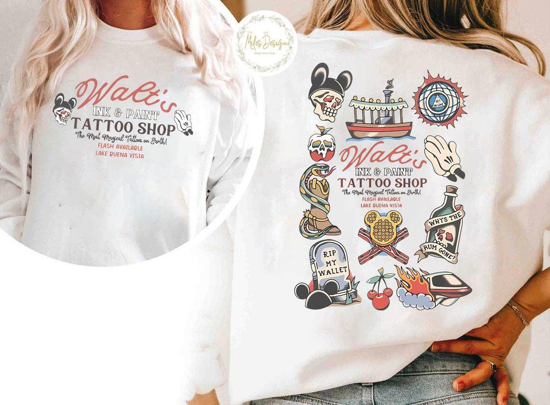 Retro Walt's Ink & Paint Tattoo Shop Comfort Colors Shirt, Disney