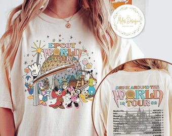Two-sided Vintage Mickey and Friends Disney Epcot Shirt, Disney Epcot World Tour 1982, Disney Drinking Around The World, Figment Shirt