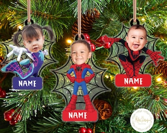 Personalized Spiderman Christmas Ornament, Custom Kid Spidey Ornament, Birthday Boy Gift, Spidey Xmas 2025 Ornament, Ghost Spider Ornament