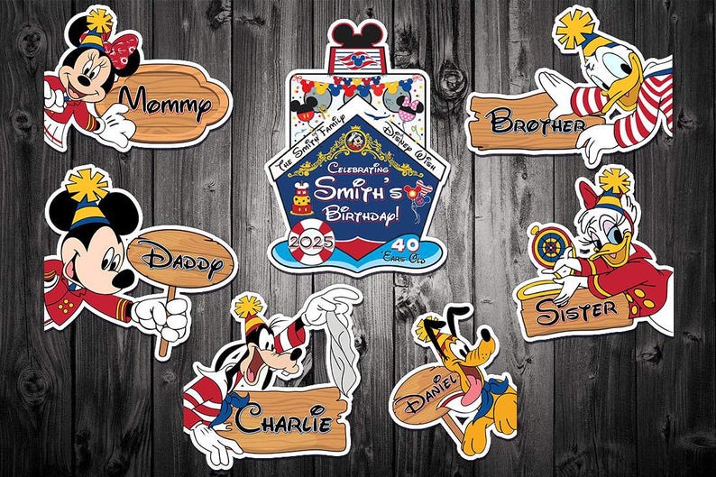 Personalized Mickey &amp; Friends Birthday Magnet, Custom Name and Age Best ...