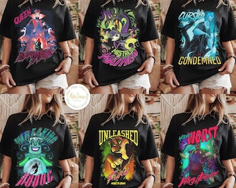 Retro Disney Villains Characters Halloween Rock Band Shirt, Disney Halloween Shirt, Hades Ursula Maleficent Shirt, Villains Matching Shirts