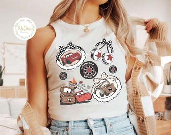 Retro Coquette Bow Disney Cars Baby Tee Crop Tank, Pixar Lightning McQueen Shirt, Cars Mater Shirt, Disney Girls Trip Shirt, Disneyland Tee