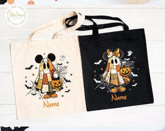 Personalized Mickey and Minnie  Halloween Tote Bag, Mickey's Not So Scary Tote Bag, Disney Halloween Tote Bag, Trick or Treat, Spooky Season