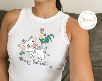 Disney Moana Movie Pua And Hei Hei Shirt, Hei Girl Hei Disney Princess Moana Birthday Girl Crop Tank, Disney Baby Tee, Crazy But Cute Shirt