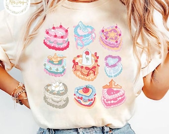 Coquette Bow Princess Cake Crop Tank, Disney Princess Baby Tee Crop Top, Cinderella Snow White Belle Rapunzel Tiana Aurora, Girls Trip Tee