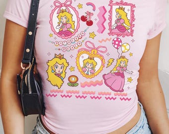 Retro Epic Universe Shirt, Princess Peach Shirt, Mario Baby Tee Crop Tank, Princess Peach Girly Tee, Birthday Girl, Mario Womens Shirt