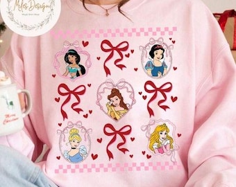 Disneyland Princess Bow Coquette Shirt, Princess Matching Shirt,Disneyland Girls Trip Shirt,Disney Besties Shirt,Princess Valentine Shirt