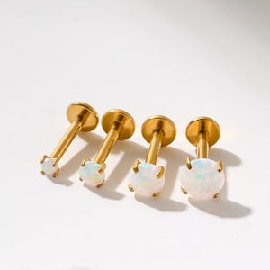 18G / 16G Titan winziger Opal Labret Bolzen • Druck Pin Ohrring • Tragus Helix Conch Bolzen • Nasenstecker • Knorpel Ohrstecker
