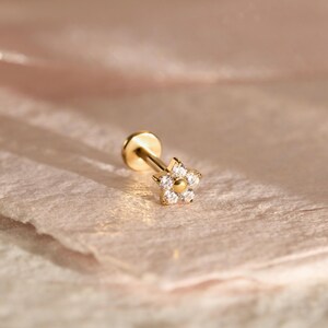 16G Five-Petal Flower Stud Earrings • Tiny Stud Earrings • Flat Back Earring • Tragus Stud • Helix Conch Stud • Cartilage • Gife For Her