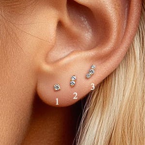 Ensemble de petits clous à dos plat CZ 16 g • Coffret cadeau • Boucle d'oreille à dos plat • Clous tragus • Clous de conque hélicoïdale • Cartilage • Cadeau pour elle