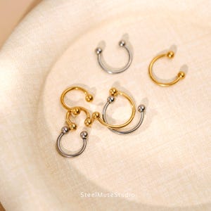 Créoles fer à cheval en acier titane 16 g • Boucles d'oreilles Huggie • Cerceau pour cartilage • Fer à cheval pour le nez • Bijoux pour septum hélicoïdal • Fer à cheval pour septum