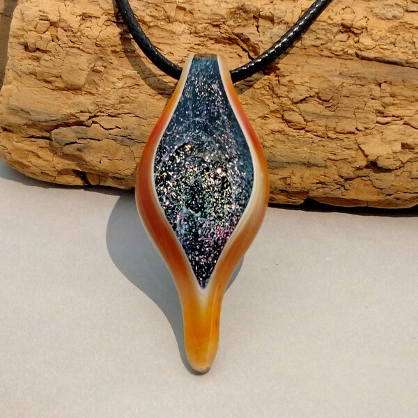Lavanda Emerald - Ciondolo in vetro soffiato galaxy - Collana Vortex - Trippy Ciondolo - Sunset Edge - Lampada Focale (D7169A)