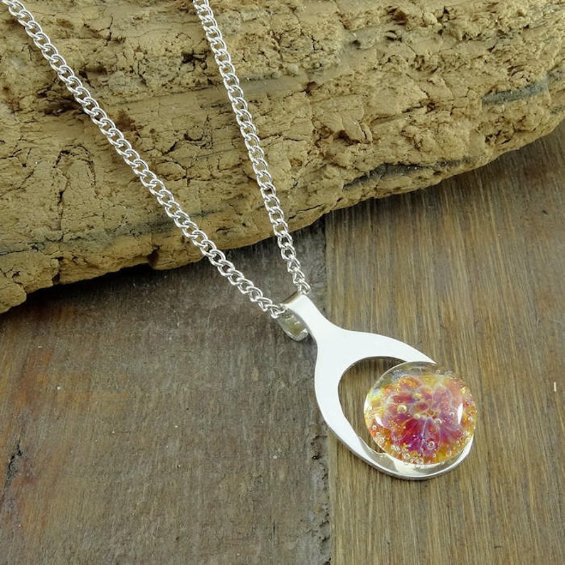 Blown Glass Cremation Pendant Memorial Necklace Ashes  Etsy