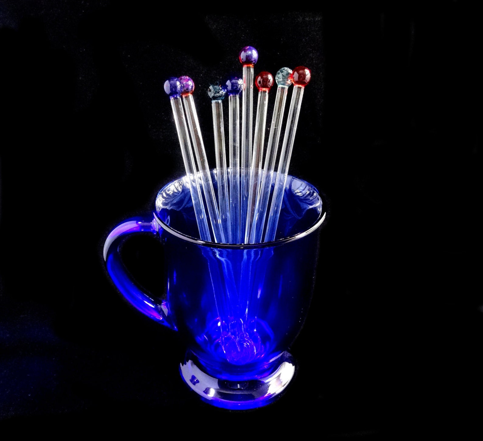 Blown Glass Stir Stick Swizzle Sticks Glass Drink Stirrer Etsy