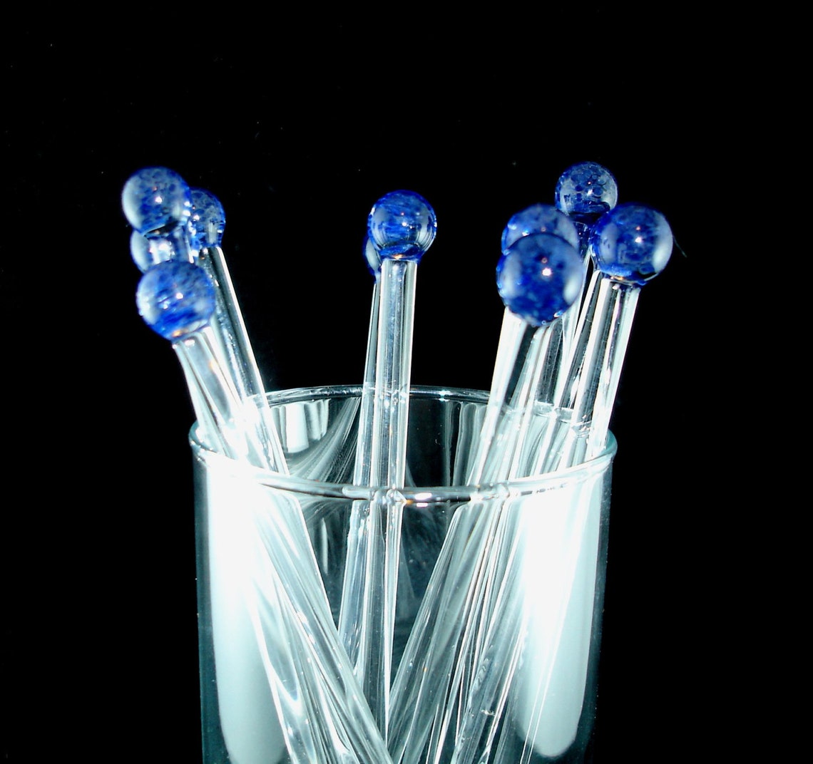Glass Swizzle Sticks Glass Drink and Cocktail Stirrers Glass Etsy
