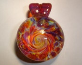 Glass Burst of Color Spiral Pendant Necklace Lampwork Focal Bead by J Hills Glass Art (FR924-1)