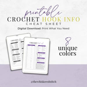 Crochet Hook Info Cheat Sheet {DIGITAL DOWNLOAD - PDF}