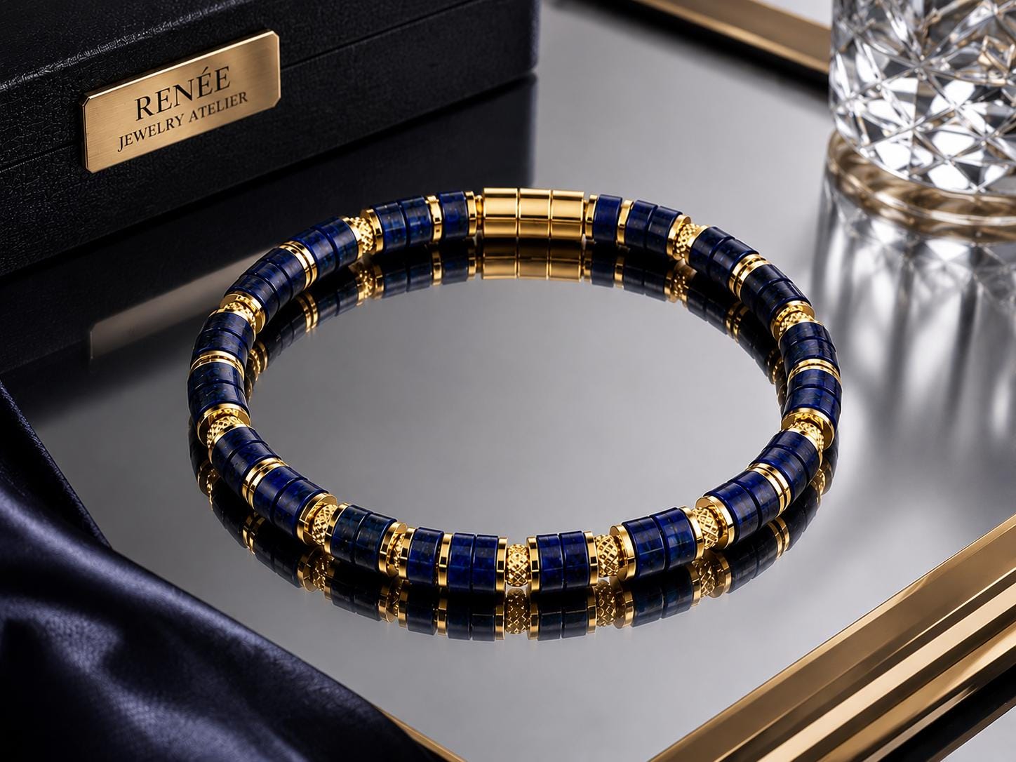 Gold Bracelet With Blue Stone - Etsy