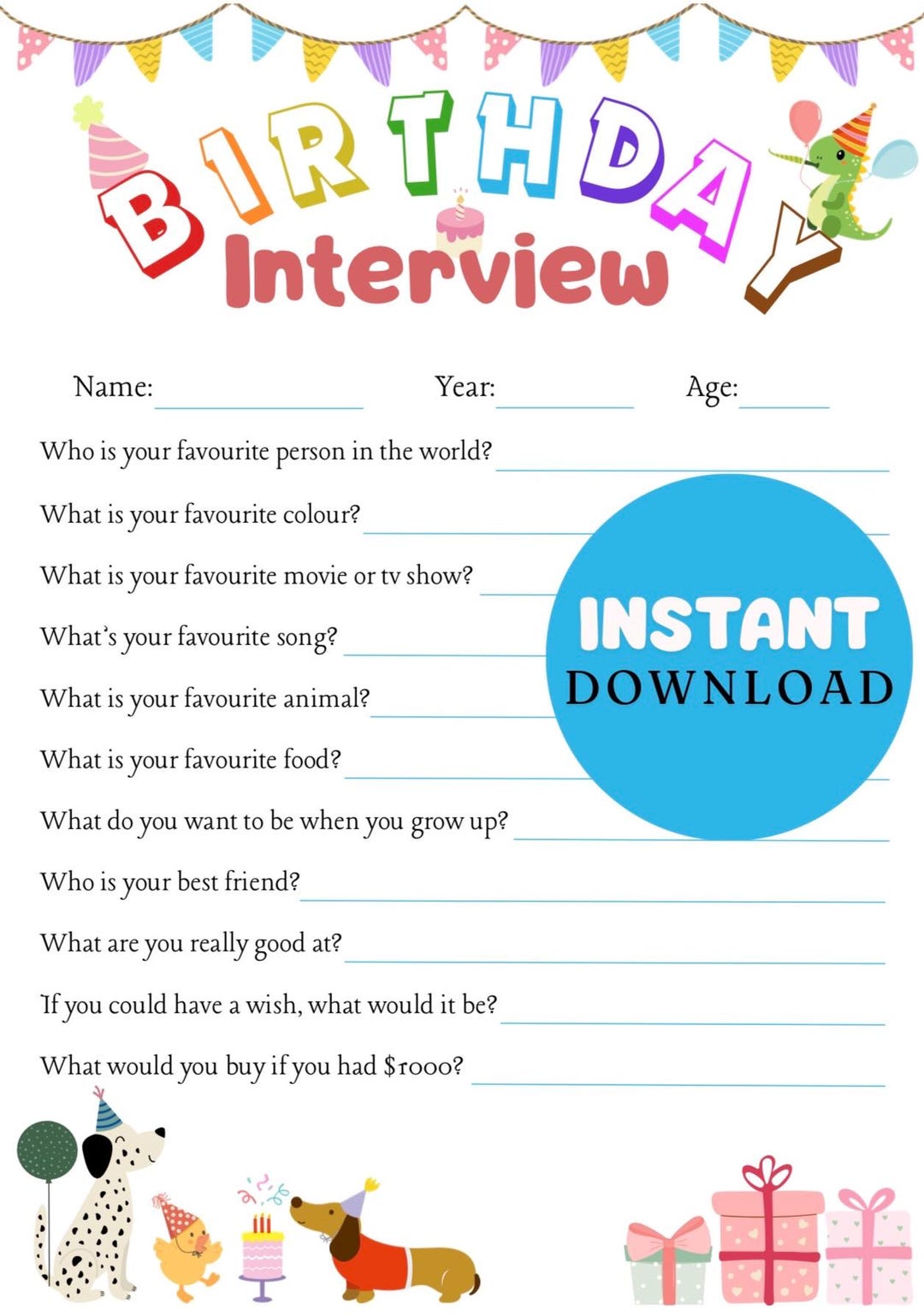 Birthday Interview Questionnaire - Etsy