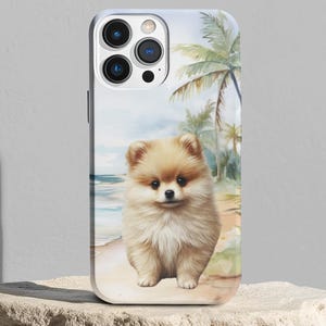 Pomeranian Summer Tough Cases, Cute Dog Phone Case for Iphone & Android, Protective Cover, Gift for Dog Lovers, Animal Lover Gifts,