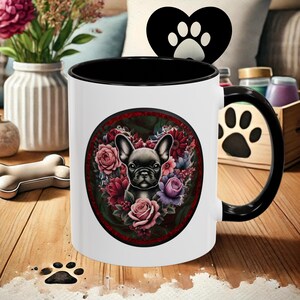Elegant French Bulldog Floral Mug Romantic Flower Design Coffee Mug for Dog Lovers Unique Gift for Frenchie Owners Dishwasher Safe