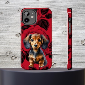 Dachshund Phone Case iPhone Android Sausage Dog Cover Cute Puppy Gift for Dog Mom Floral Protective Pet Lover Case Shockproof Case