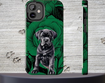 Cane Corso groene telefoonhoes voor iPhone en Android, stevige bescherming, cadeau voor hondenmoeders, dubbellaagse schokbestendige hoes voor liefhebbers van grote hondenrassen