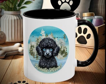 Schwarzer Pudel Mama Kaffeebecher, Natur inspiriertes Hundeliebhaber Geschenk