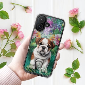 English Bulldog Magnetic Phone Case for iPhone 16, Clear Impact Case, Bulldog Lover Gift, Pet Owner Accessories, Bulldog Mom, Bulldog Dad,