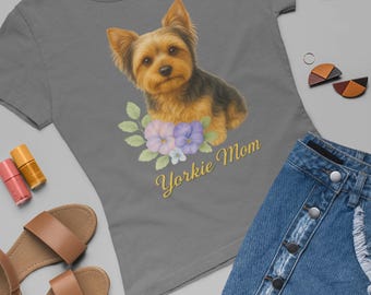 Camiseta para mamá Yorkie, regalo para amantes de los perros, ropa para dueños de mascotas, linda camiseta gráfica, camisa para amantes de los animales, regalo de cumpleaños para ella