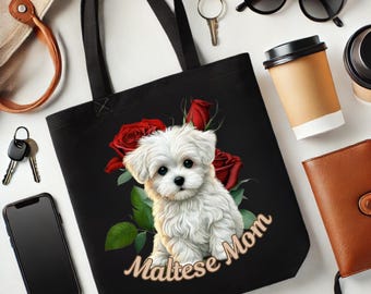 Maltese Mom Tote Bag | Perfect Gift for Dog Lovers, Pet Moms, Birthday, Pet-themed, Fashion Accessory