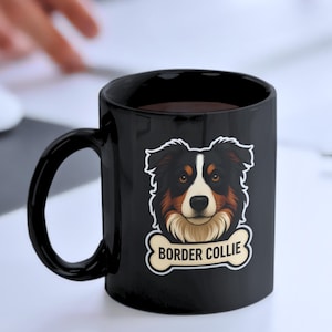 Border Collie Coffee Mug, Cute Dog Lover Gift, Funny Animal Ceramic Cup, Pet Owner Tea Mug, Personalized Drinkware, Unique Gift for Her,