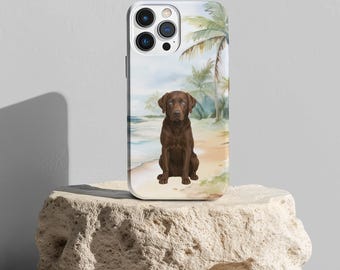 Chokladlabrador strandtelefonskal - Tåliga fodral, Skyddande fodral, Telefontillbehör, Gåva för hundälskare, Djurtrycksskal