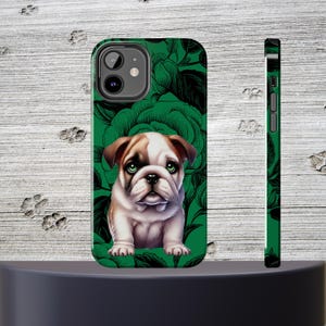 English Bulldog Dog Phone Case iPhone or Android Tough Protective Case Floral Art Bulldog Lover Gift Cute Puppy Phone Case
