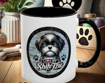 Taza de cerámica colorida para amantes de los perros Shih Tzu