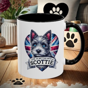 Life Is Better With a Scottie Mug Colorful Dog Lover Coffee Cup Scottie Dog Gift for Owners 11oz or 15oz Dishwasher and Microwave Safe Mug