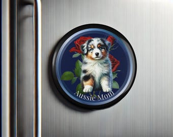 Ronde magneet Australische moeder, perfect cadeau voor hondenliefhebbers, woondecoratie, koelkastmagneet, cadeau huisdiereigenaar, Moederdag, dierenliefhebbers