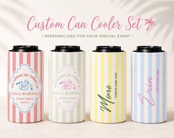 Personalized Beach Can Cooler | Custom Birthday Party Favor | Bachelorette Can Cooler | Girls Trip Drink Sleeve | Vacation Gift