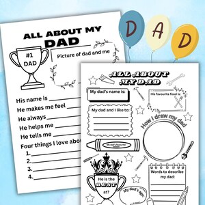 Father's Day questionnaire All About My Dad, DAD Printable worksheet, Fathers Day PNG, Fill in the blank Keepsake Card