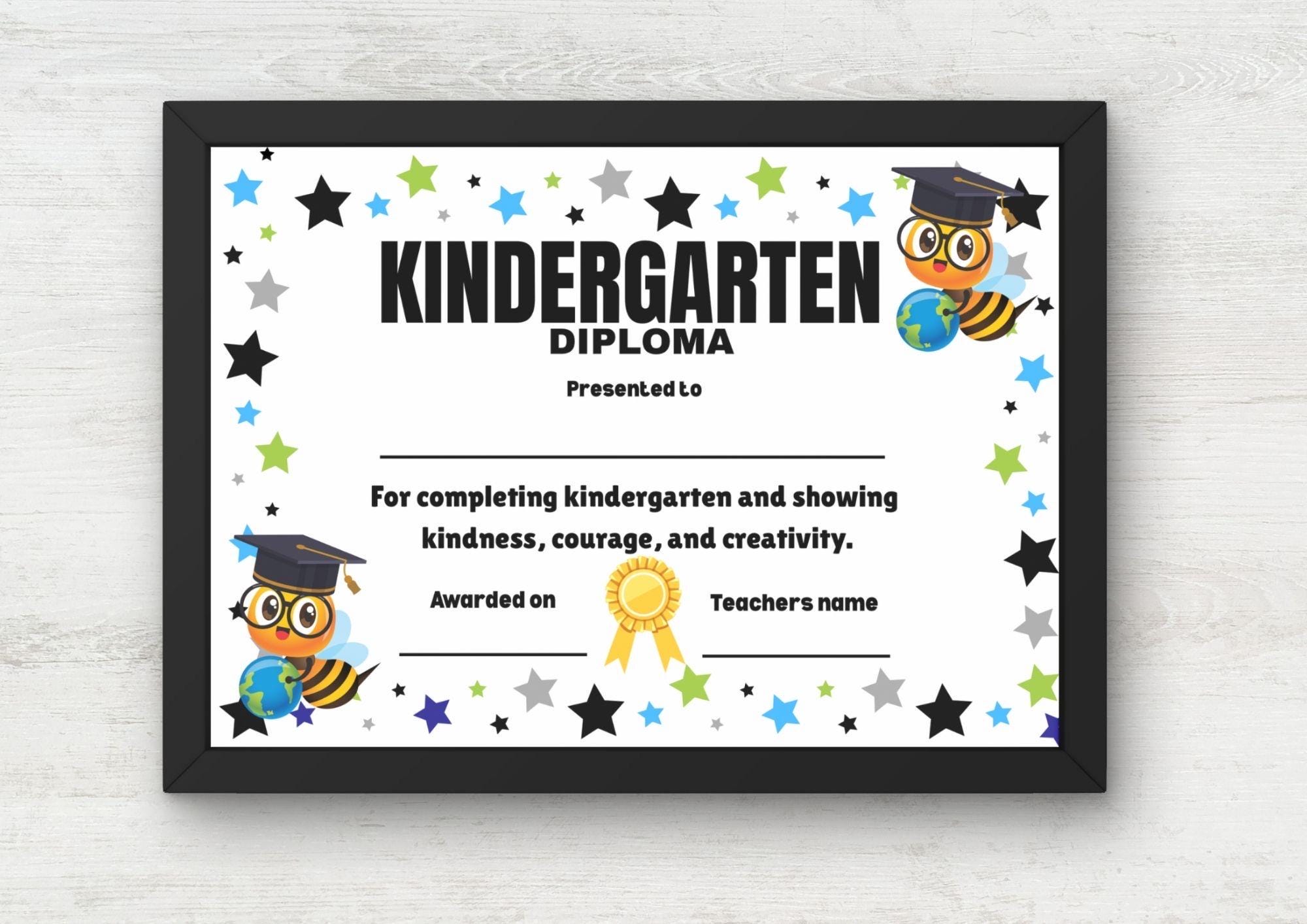 Editable Kindergarten Graduation Certificate, Colorful Diploma (canva ...