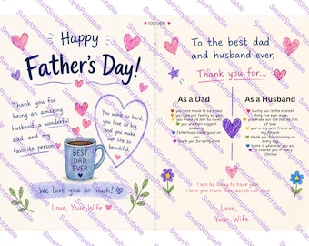Father's Day Card for Husband from Wife (Digital Download)