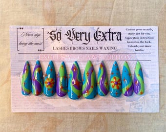 Mystery Machine Scooby Doo Hand Painted Custom Press On Nails