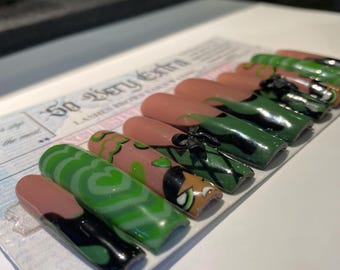 Buttercup Powerpuff Girl Press On Nails 2000's Nostalgia Gifts For Her