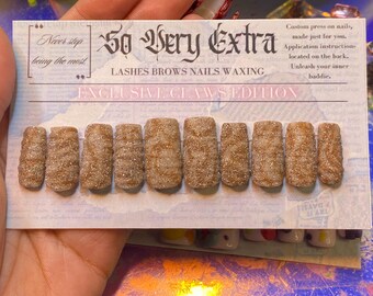 Cinnamon Toast Crunch Press On Nails Cereal Handmade Nostalgia Realistic Hyper Realistic