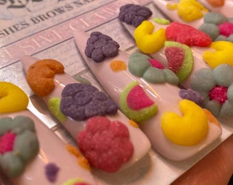 Trix Cereal Hand Sculpted Handmade Press On Nails Realistic Nails Gifts For Her