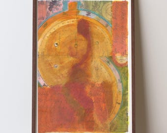 Abstracte horoscoopkunstdruk: collage met gemengde technieken