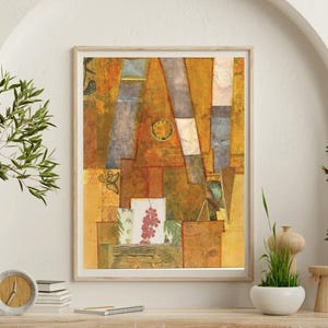 Abstract Gold Mixed Media Collage Art: Modern Giclee Print