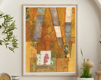 Abstracte gouden gemengde techniek collagekunst: moderne gicleeprint