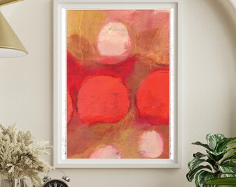 Abstracte collage-gicleeprint: rode cirkels Fine Art