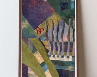 Abstracte collagekunstprint: muurdecoratie galerij gemengde media